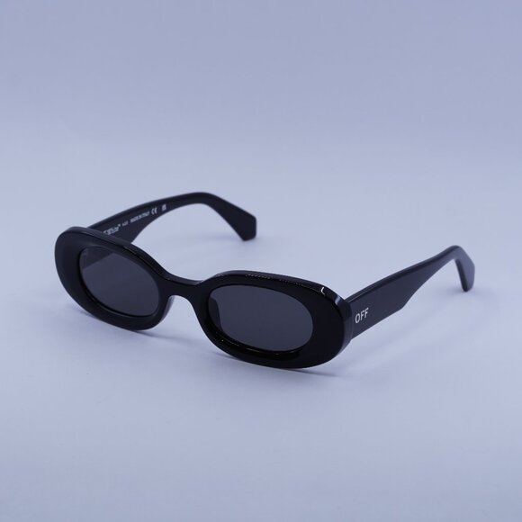 Off-White OERI087 AMALFI 1007 Sunglasses Black Oval Frame, Grey Lenses main image 5